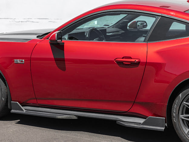 2024-UP FORD MUSTANG S650 | GT350R PERFORMANCE STYLE CARBON FIBER SIDE SKIRTS EXTENSION ROCKER PANELS GROUND EFFECTS